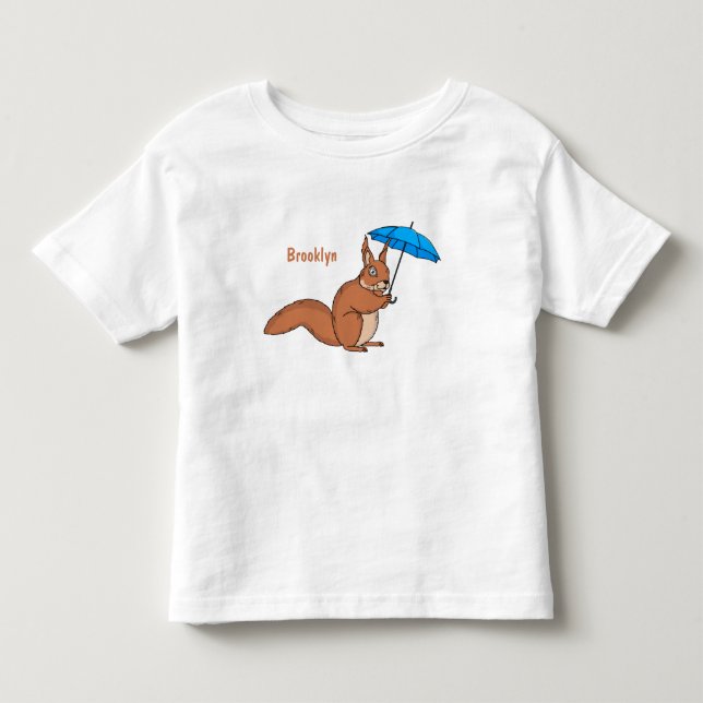 Camiseta De Bebé Cute red squirrel with umbrella cartoon (Anverso)