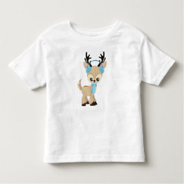 Camiseta De Bebé Cute Reindeer, Little Reindeer, Blue Scarf