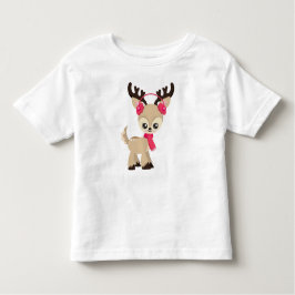 Camiseta De Bebé Cute Reindeer, Little Reindeer, Red Scarf
