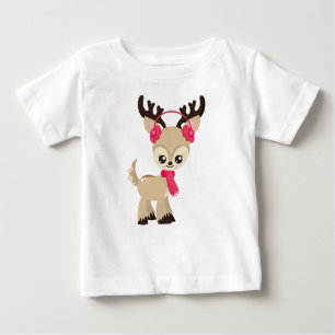 Camiseta De Bebé Cute Reindeer, Little Reindeer, Red Scarf
