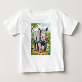 Camiseta De Bebé Cute Rhinoceros Cartoon-Sticker Style
