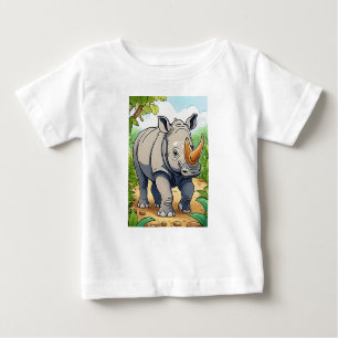 Camiseta De Bebé Cute Rhinoceros Cartoon-Sticker Style