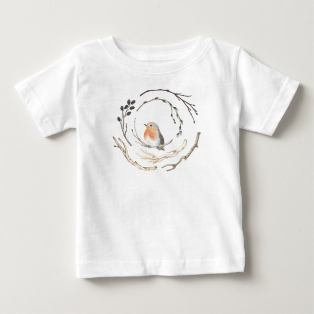Camiseta De Bebé Cute Robin Sparrow Aves Personalizado de bebé (Anverso)
