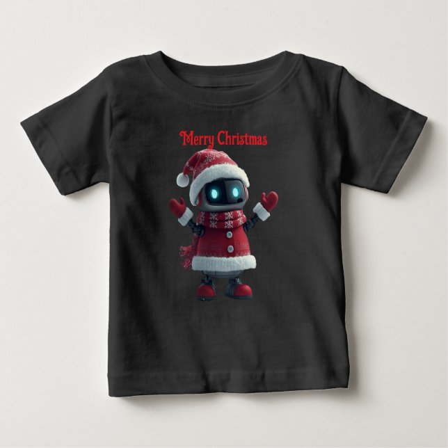 Camiseta De Bebé cute robot Christmas holiday tech T-Shirt (Anverso)