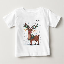 Cute Rudolph con iniciales y acentos dorados