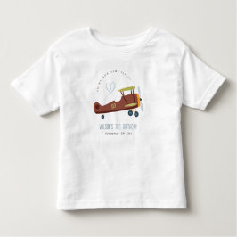 Camiseta De Bebé Cute Rust Green Blue Biplane Cloud Heart Birthday