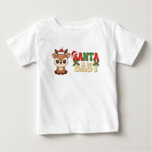 Camiseta De Bebé Cute Santa Baby Deer