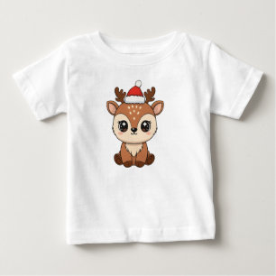Camiseta De Bebé Cute Santa Baby Deer