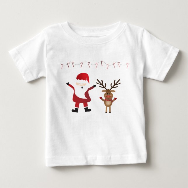 Camiseta De Bebé Cute Santa Claus Rudolph Red Nosed Reindeer (Anverso)