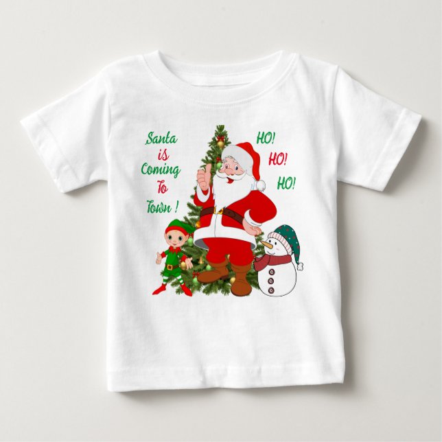 Camiseta De Bebé Cute Santa está llegando a la ciudad (Anverso)