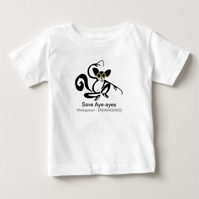 Camiseta De Bebé Cute Save AYE -AYES - Especies en peligro de extin (Anverso)