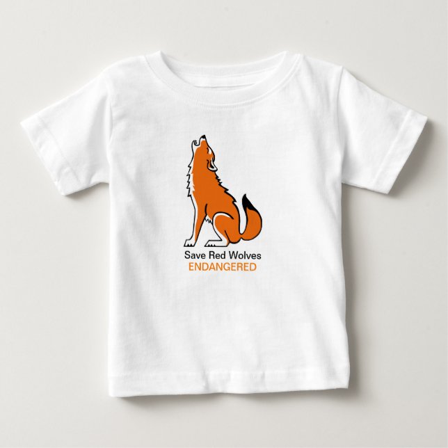 Camiseta De Bebé Cute Save Red WOLVES - Dibujo animal en peligro de (Anverso)