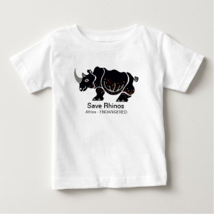 Camiseta De Bebé Cute Save RHINOS - Gráfico animal en peligro de ex