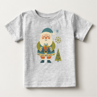 Camiseta De Bebé Cute Scandi Folk Art Santa with Gift Kids Holiday