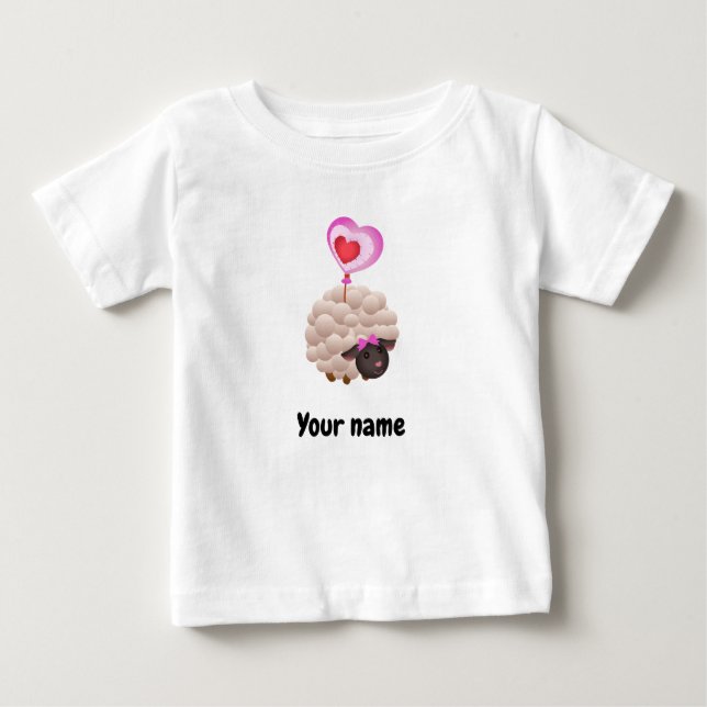 Camiseta De Bebé Cute Sheep Baby T-Shirt – Add Name (Anverso)