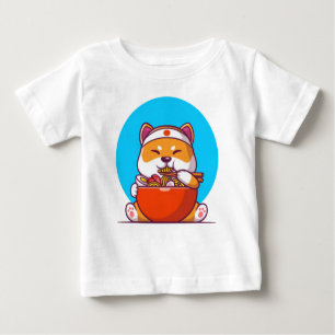 Camiseta De Bebé Cute Shiba Inu comiendo un personalizado de fideos