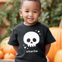 Camiseta De Bebé Cute skull with stars and name kids Halloween