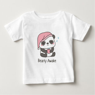 Camiseta De Bebé Cute Sleepy Panda Bearly Awake Pun bebé camiseta
