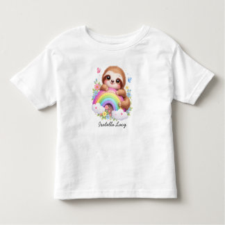 Camiseta De Bebé Cute Sloth And Rainbow, Flowers Kids T-Shirt