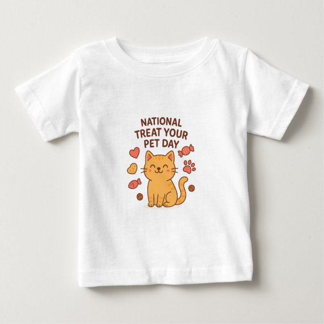 Camiseta De Bebé Cute Smiling Cat Shirt | National Treat  Pet Day (Anverso)