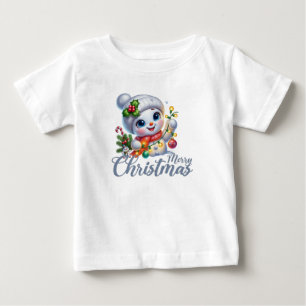 Camiseta De Bebé Cute Snowgirl Merry Christmas Lights Tee