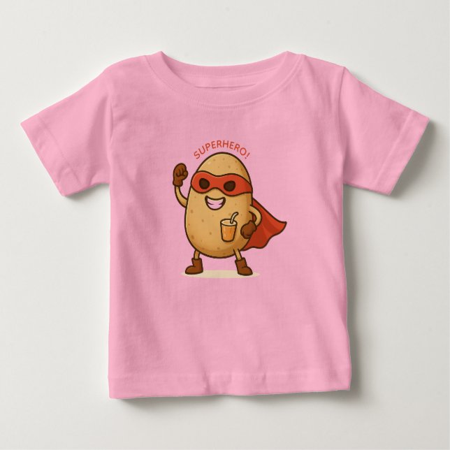 Camiseta De Bebé Cute Superhero Potato Cartoon Graphic Baby  (Anverso)