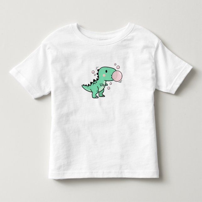 Camiseta De Bebé Cute T-Rex Soplando Chicle para Cumpleaños de Niño (Anverso)