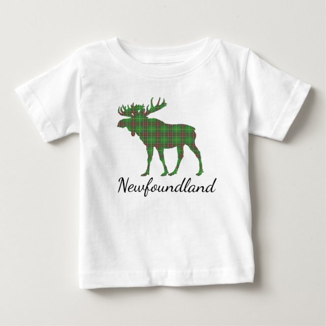Camiseta De Bebé Cute Tartan moose Newfoundland  t shirt (Anverso)