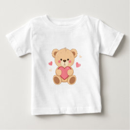 Camiseta De Bebé Cute Teddy Bear Holding Heart – Valentine Love Ill