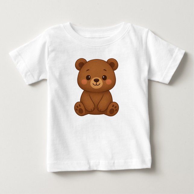Camiseta De Bebé Cute Teddy Bear Illustration Baby T-Shirt  (Anverso)