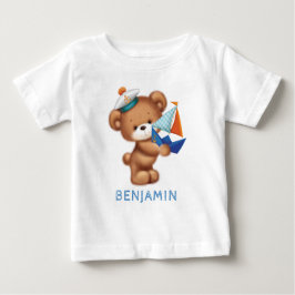 Camiseta De Bebé Cute Teddy Bear Littlle Sailor Personalizado