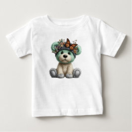Camiseta De Bebé Cute Teddy Bear with Butterflies Floral Plush