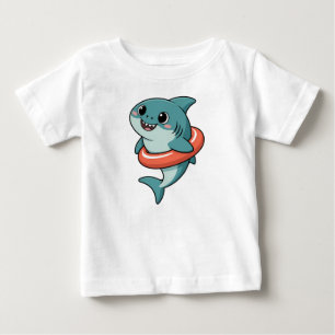 Camiseta De Bebé Cute tiburón bebé con flotador  