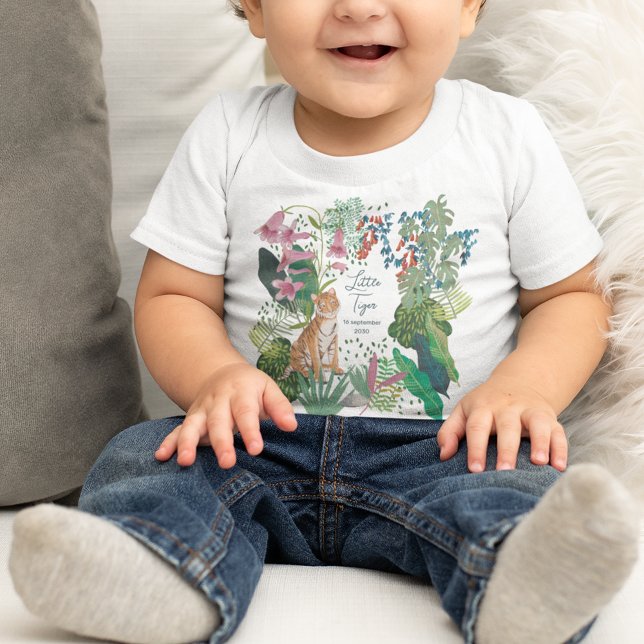 Camiseta De Bebé Cute Tiger Jungle Little Tiger Baby Shower    (Little Tiger Baby T-shirt)