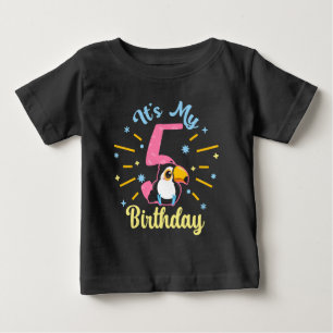 Camiseta De Bebé Cute Toucan 5 cumpleaños Chica de 5 años
