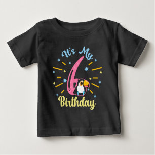Camiseta De Bebé Cute Toucan 6º cumpleaños Chica de 6 años