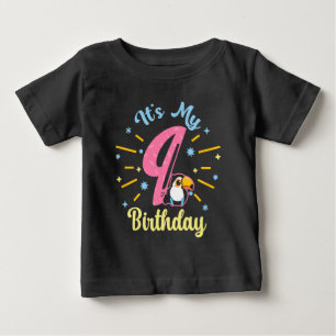 Camiseta De Bebé Cute Toucan Novena Cumpleaños Chica de Nacimiento