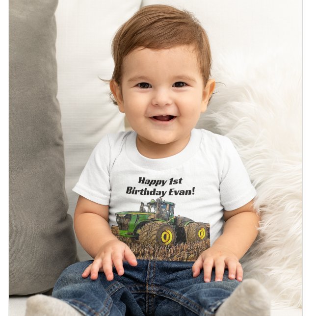 Camiseta De Bebé Cute Tractor Farm Equipment 1st Birthday Party (Subido por el creador)