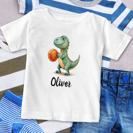 Camiseta De Bebé Cute Trex Jugando Basketball Personalizado
