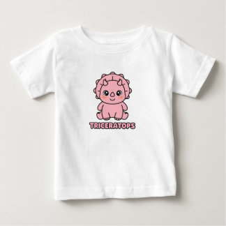 Camiseta De Bebé Cute Triceratops Bebé Rosa Dinosaurio Chibi