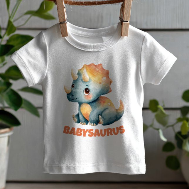 Camiseta De Bebé Cute Triceratops Dino Babysaurus Acuarela (Subido por el creador)