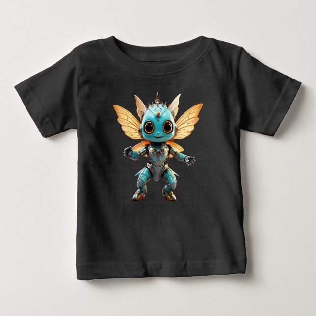 Camiseta De Bebé Cute Turquoise Dancing Robot Pixie (Anverso)