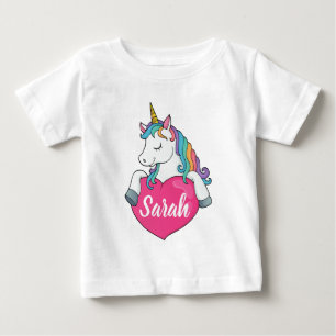 Camiseta De Bebé Cute Unicorn Nombre Personalizado 