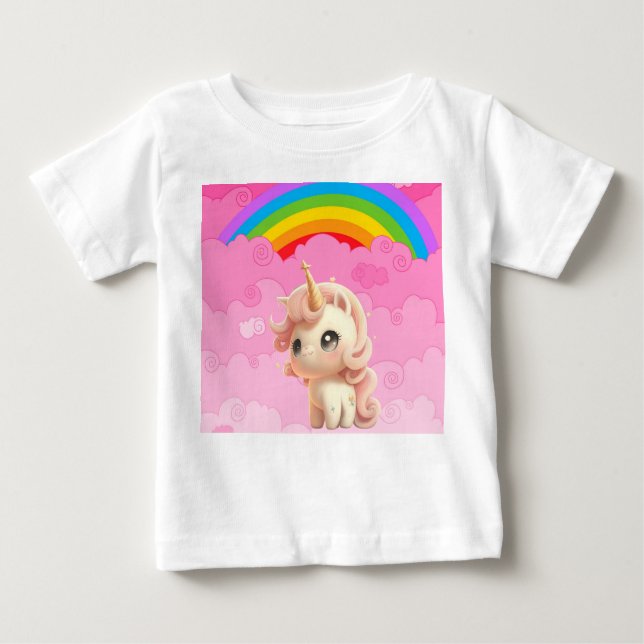 Camiseta De Bebé Cute Unicornio. (Anverso)