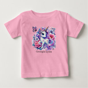 Camiseta De Bebé Cute unicornio agregar nombre fantasía