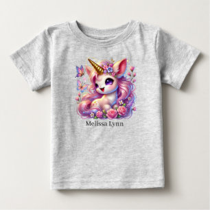 Camiseta De Bebé Cute unicornio agregar nombre fantasía 