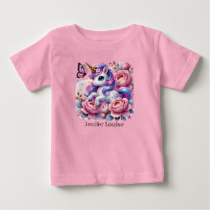Camiseta De Bebé Cute unicornio agregar nombre fantasía