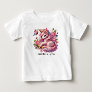 Camiseta De Bebé Cute unicornio agregar nombre fantasía 
