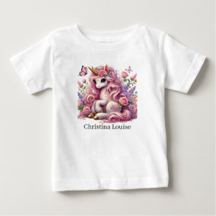 Camiseta De Bebé Cute unicornio agregar nombre fantasía