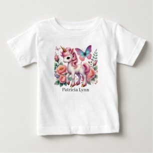 Camiseta De Bebé Cute unicornio agregar nombre fantasía 